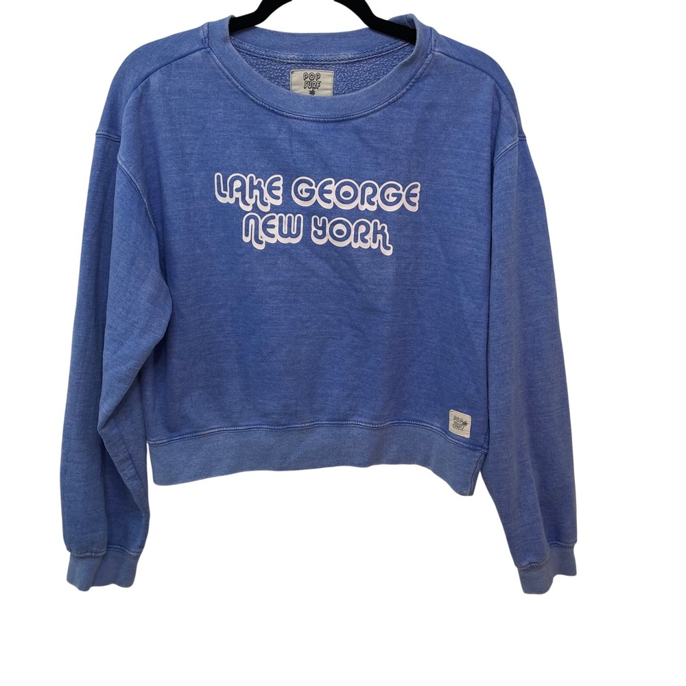 Pop Surf Lake George New York Cropped Sweatshirt Blue Boxy‎ Crewneck S Travel